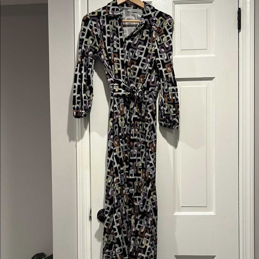 MARELLA Multicolor Geometric Long Sleeve Dress - Picture 7 of 8